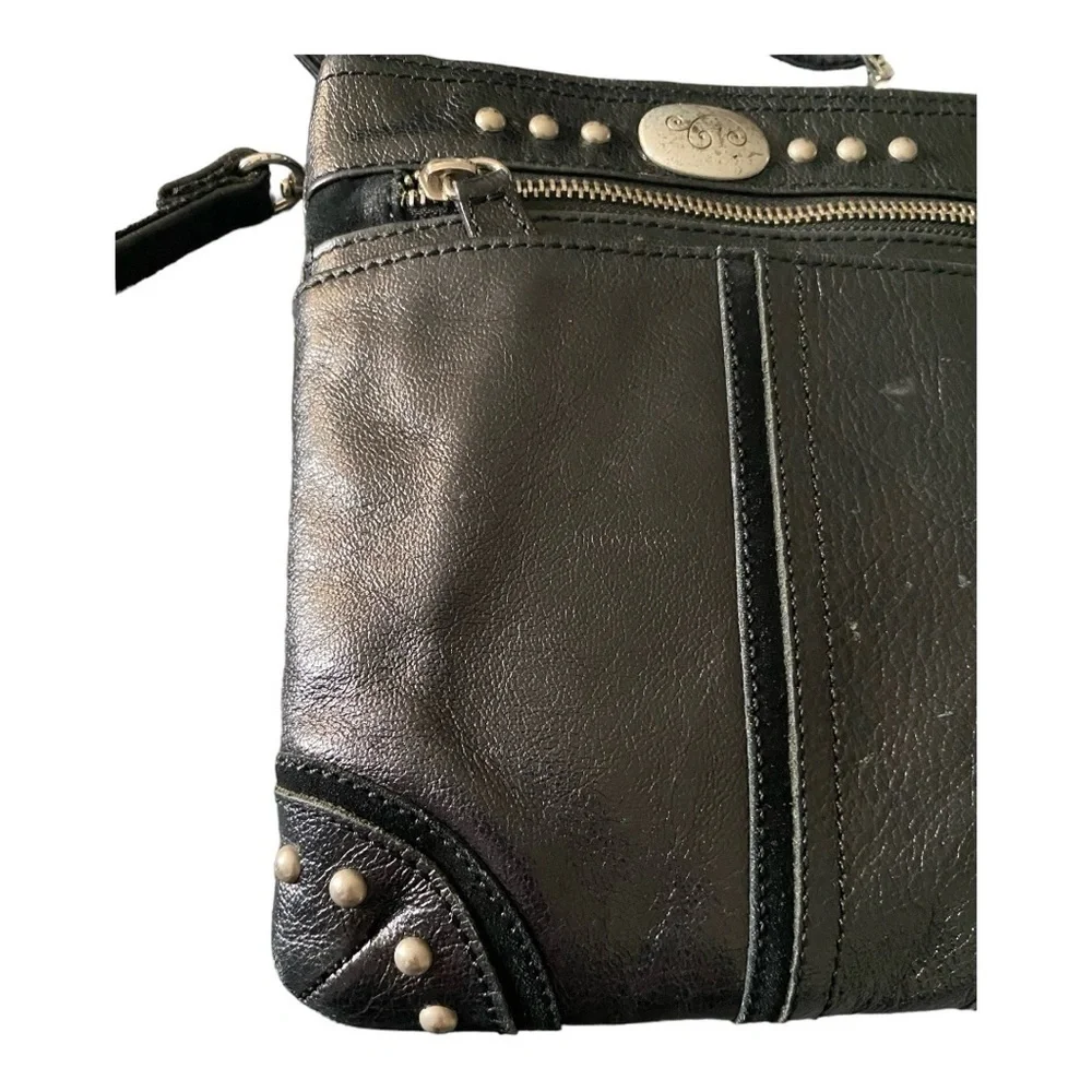 BRIGHTON-BLACK LEATHER CROSSBODY BAG